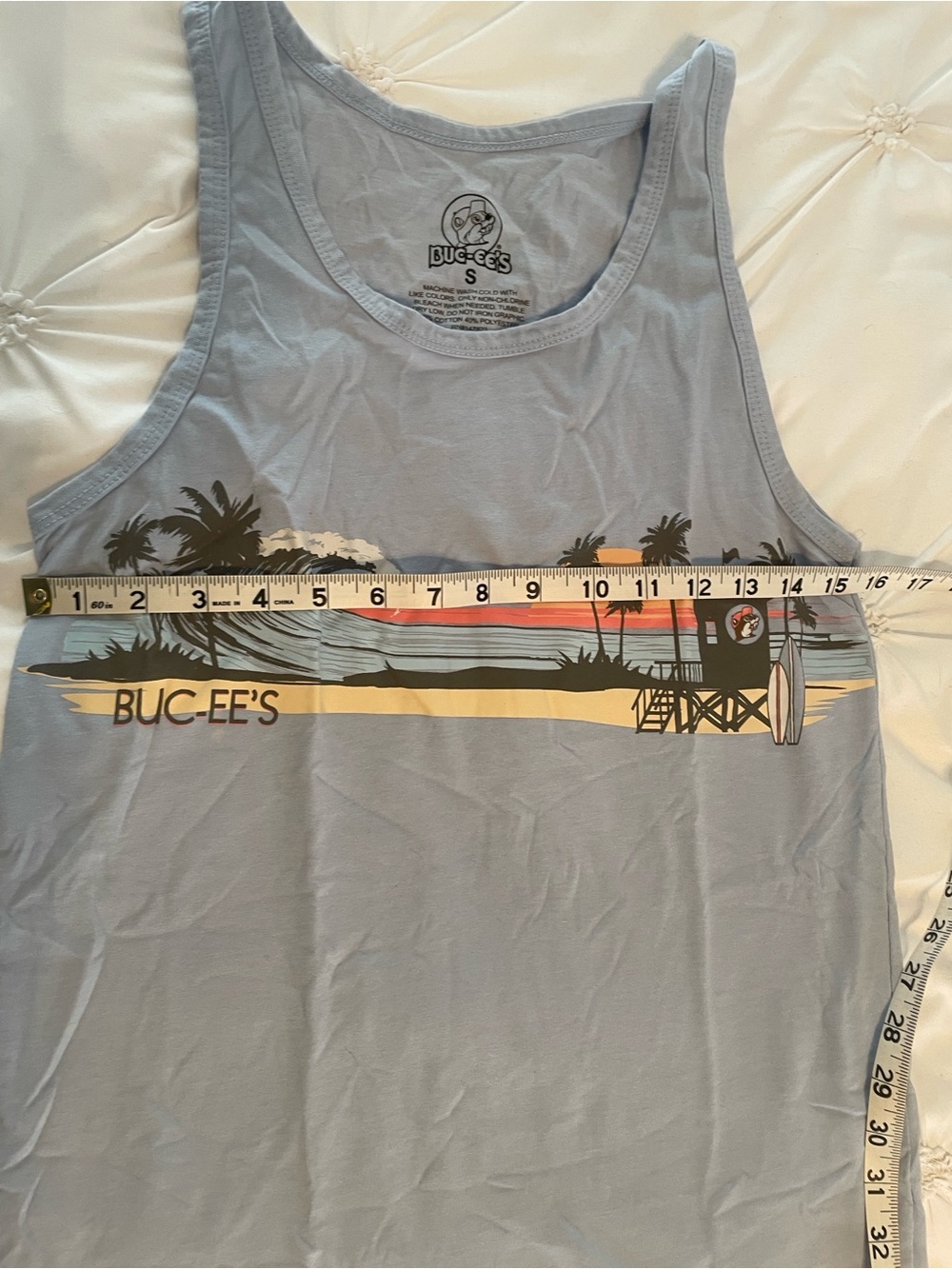 Bucees Light Blue Surf Graphic Tank Top -   Unisex - Picture 5 of 6